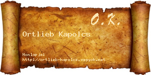 Ortlieb Kapolcs névjegykártya